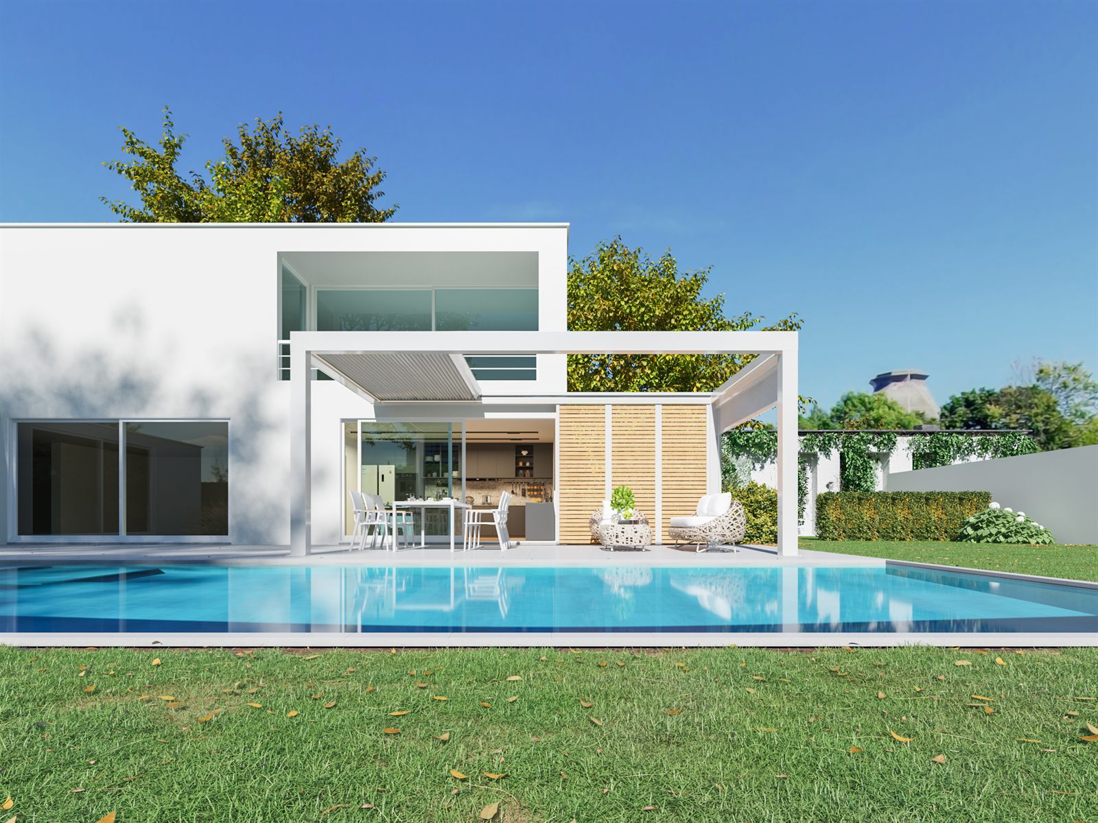 Pergola Skyline s kliznim lamelnim krovom