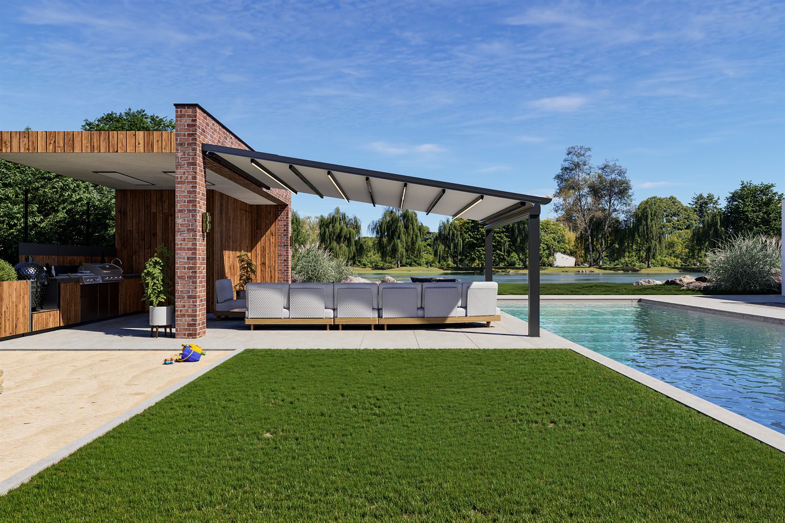 Pergola Zenith s platnenim krovom na uvlačenje